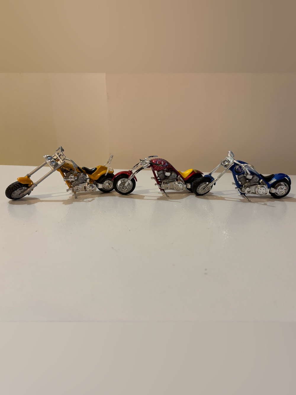 3 Marvel Chopper Motorcycle Set - Thing, Spiderman, Fantastic Four